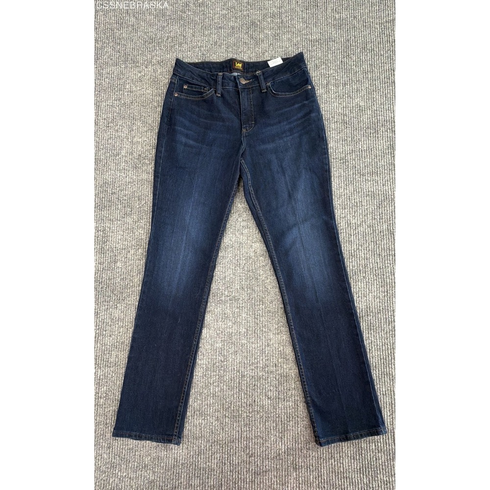 Lee Women's Dark Wash Stretch Denim Straight Leg Jeans Sz 10L